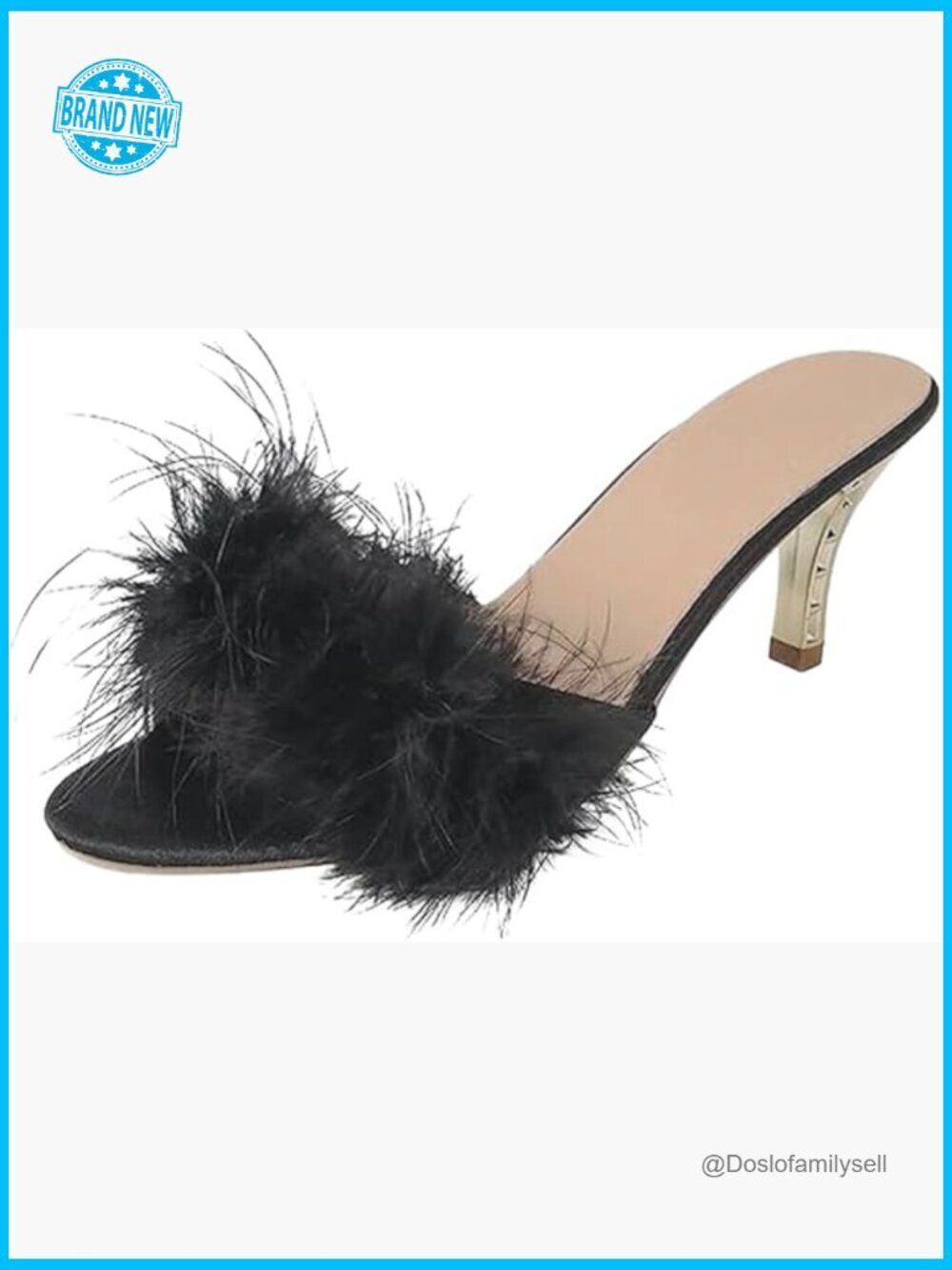 Faux Fur Kitten Heel Slippers Elegant Chic Lingerie Party Wedding Heels